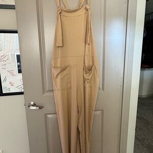 Plus Size Cream Overalls